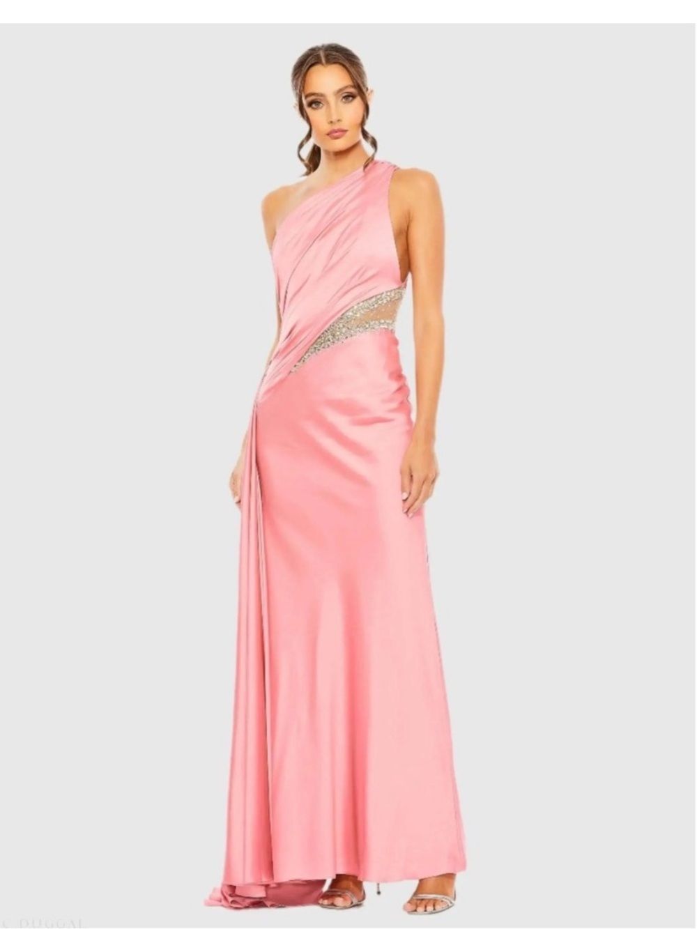 MAC DUGGAL 2210 Coral One Shoulder Embellished Cutout Gown Size 10 NWT